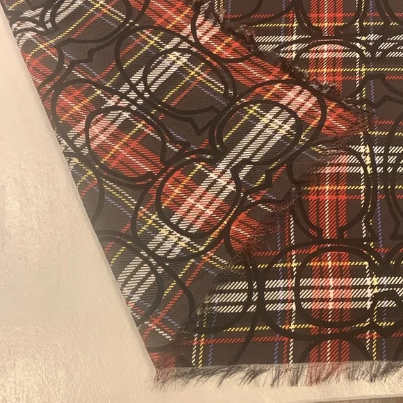 Coach plaid silk scarf 🟫⬜️🟥🟦🟨⬛️ - Picture 5 of 7